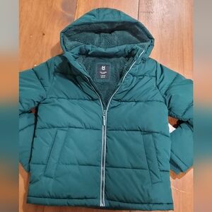 Green Hooded Puffer Jacket